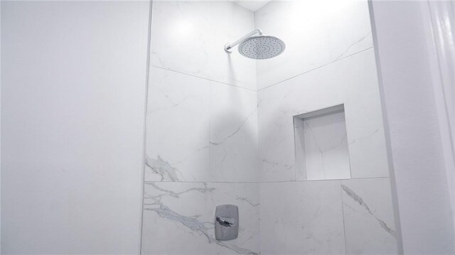 interior details featuring tiled shower