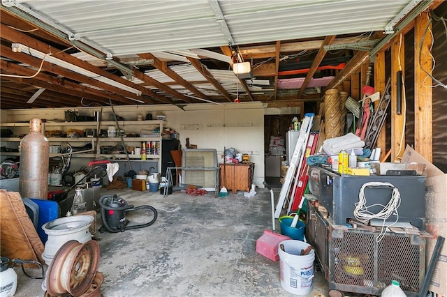 garage with a garage door opener