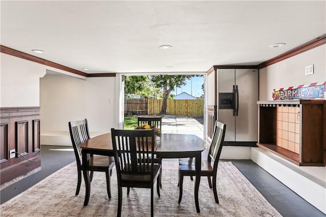 dining room with ornamental molding