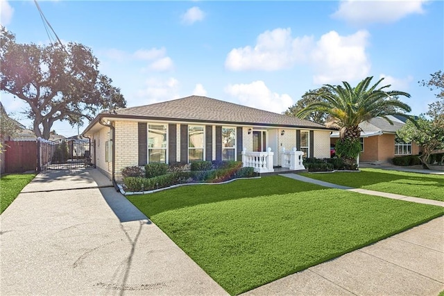 ranch-style home with a front yard