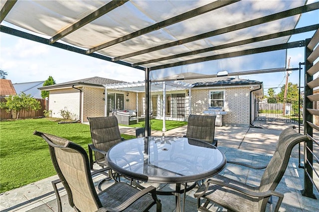 view of patio / terrace featuring a pergola