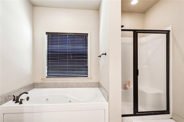 bathroom with plus walk in shower