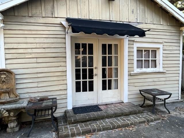 view of outdoor structure with french doors