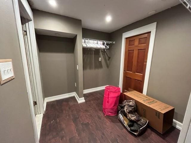 mudroom featuring dark hardwood / wood-style flooring