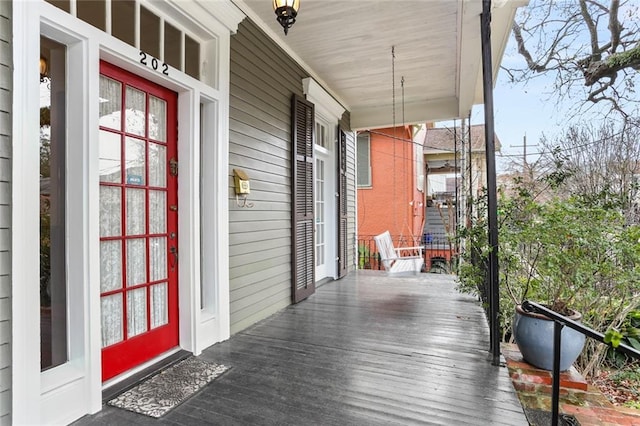 wooden deck with covered porch