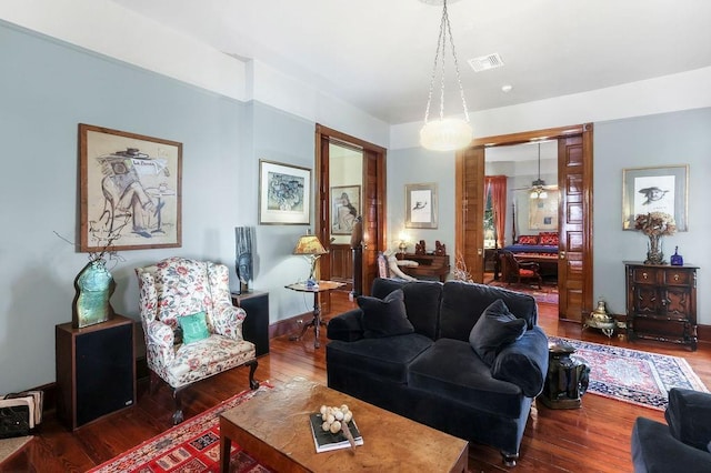 living room featuring wood-type flooring