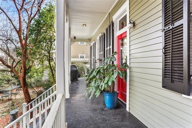 view of home's exterior featuring a porch