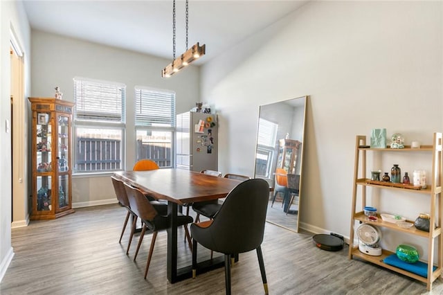 dining area featuring wood-type flooring