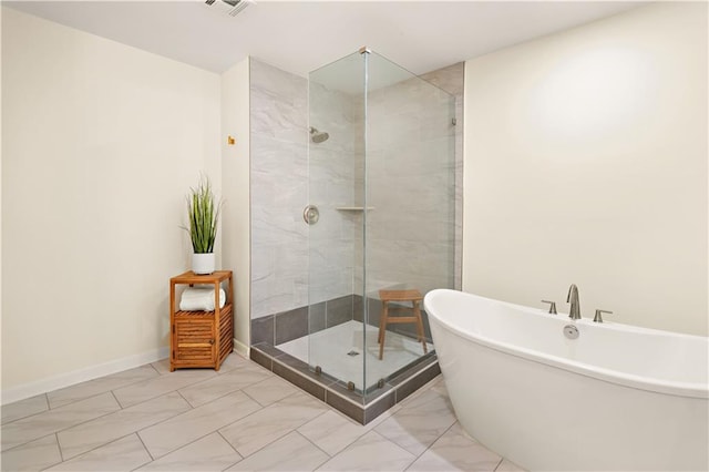 bathroom with plus walk in shower