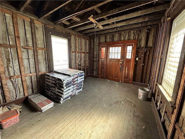 miscellaneous room featuring a healthy amount of sunlight and wood-type flooring