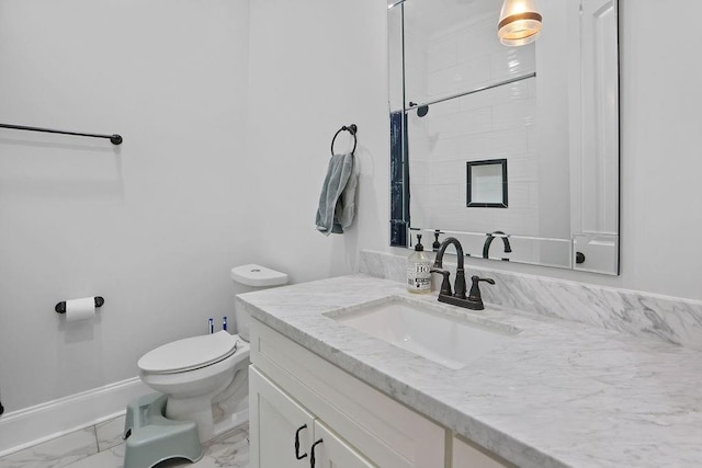 1519-21 N Villere St, New Orleans, LA 70116 - bathroom featuring vanity, marble look tile flooring, and a shower