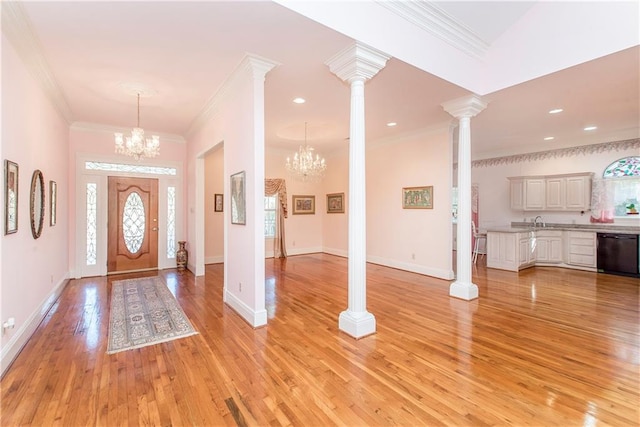 15070 Bruhl Rd, Folsom, LA 70437 - foyer entrance with crown molding, plenty of natural light, and light wood-style floors