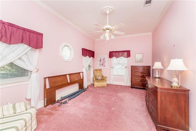 15070 Bruhl Rd, Folsom, LA 70437 - carpeted bedroom featuring visible vents, crown molding, and baseboards