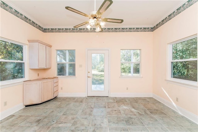 15070 Bruhl Rd, Folsom, LA 70437 - interior space featuring a ceiling fan, a healthy amount of sunlight, and baseboards