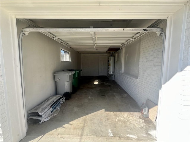 garage with a carport and water heater