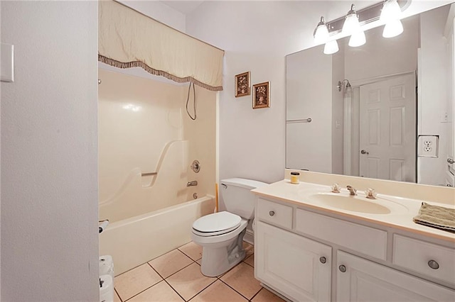 full bathroom featuring tile patterned floors, vanity, toilet, and shower / tub combination