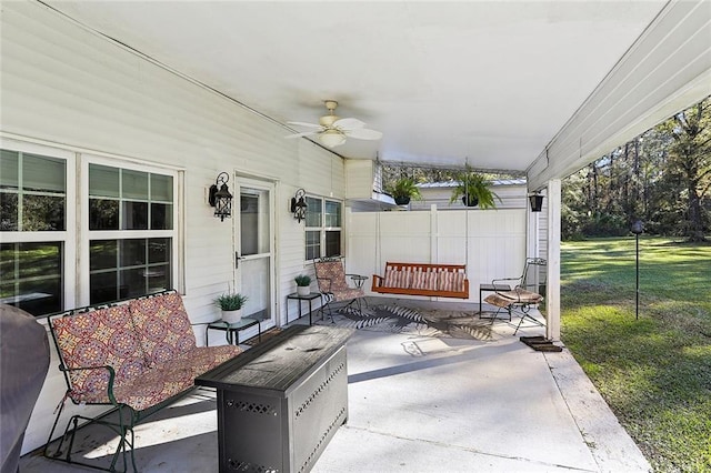 view of patio / terrace with outdoor lounge area and ceiling fan