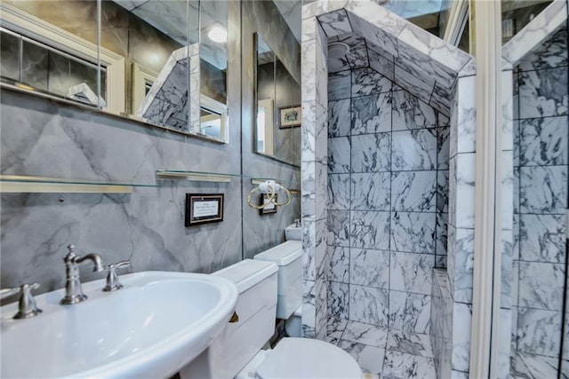 625 Dumaine St, New Orleans, LA 70116 - full bathroom with a tile shower and tile walls