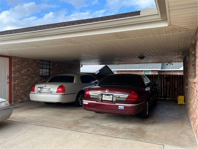 view of car parking featuring a carport