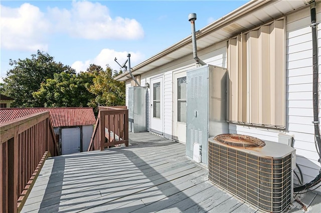 wooden terrace with cooling unit