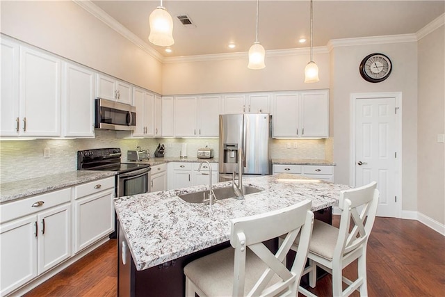 kitchen with white cabinetry, stainless steel appliances, and a sink