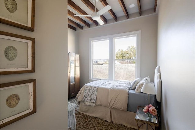 bedroom with beamed ceiling