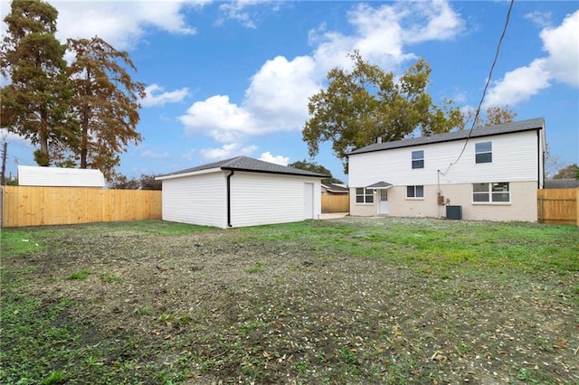 back of property with central air condition unit