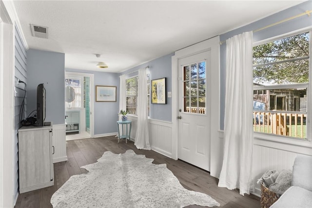 doorway to outside featuring dark hardwood / wood-style floors and a healthy amount of sunlight