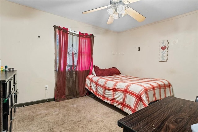 bedroom with carpet flooring and ceiling fan