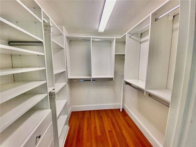 walk in closet featuring wood finished floors