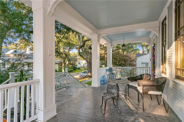 deck with a porch