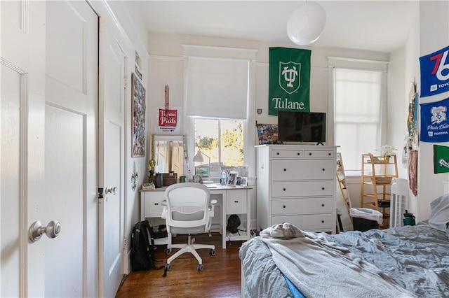 bedroom featuring dark wood-type flooring