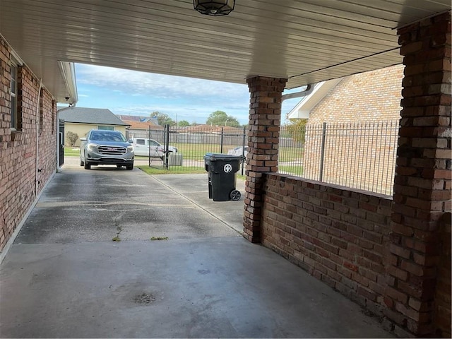 view of patio featuring a carport