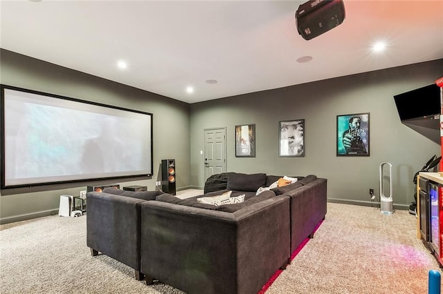 view of carpeted cinema room