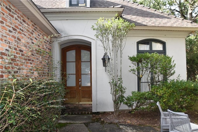 property entrance with french doors