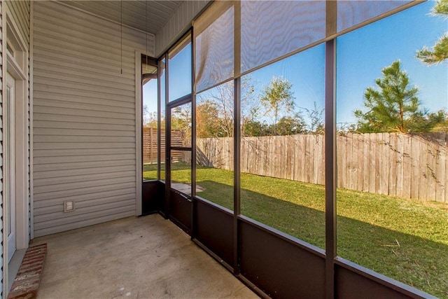 view of unfurnished sunroom