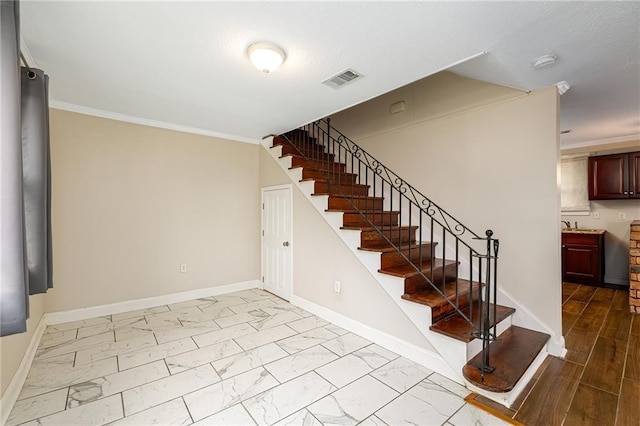 stairway with ornamental molding