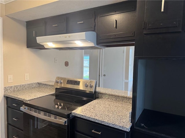 kitchen with stainless steel electric range oven