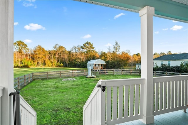 view of yard featuring a deck