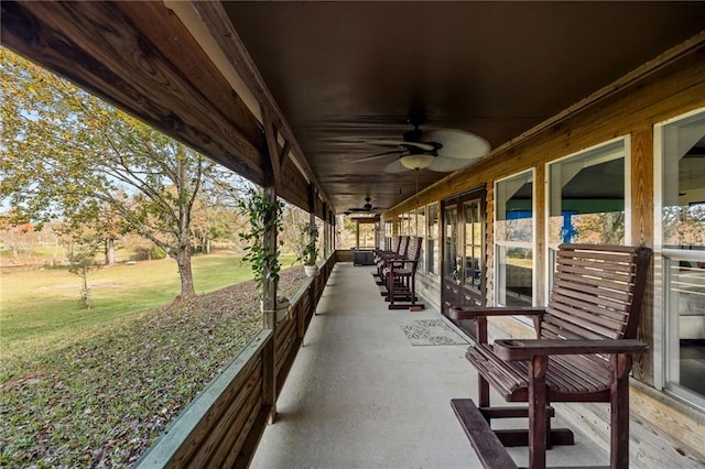 view of patio with ceiling fan