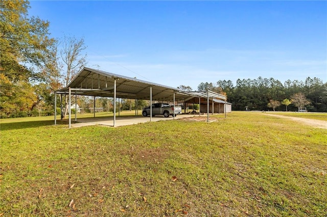 view of yard featuring a carport