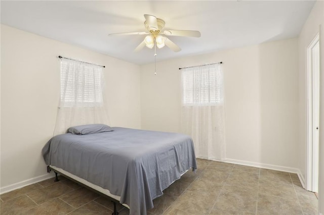 bedroom featuring ceiling fan