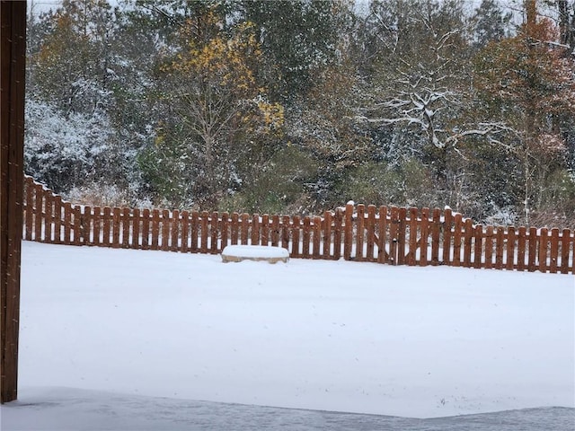 view of yard covered in snow