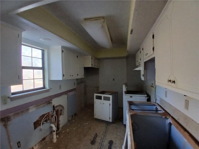 kitchen with white cabinets