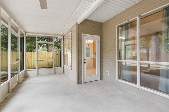 view of unfurnished sunroom