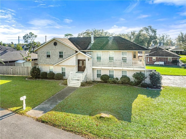 view of front of house with a front lawn