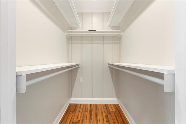 walk in closet featuring wood-type flooring