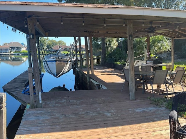 view of dock featuring a water view