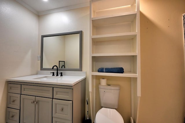 108 Pellegrin St, Chauvin, LA 70344 - bathroom featuring crown molding, vanity, and toilet