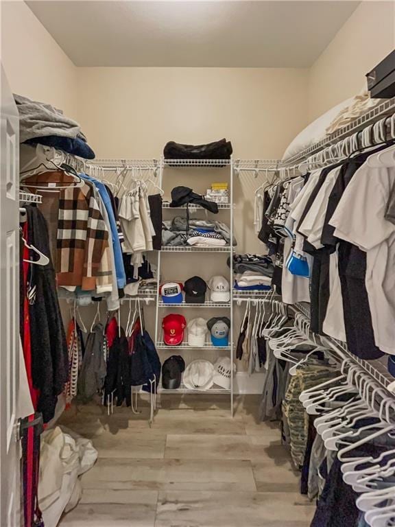 spacious closet featuring hardwood / wood-style flooring